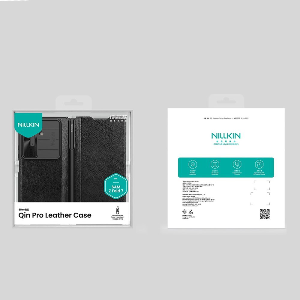 Samsung Galaxy Z Fold 7 Nillkin Qin Pro dėklas su S Pen vieta – juodas 17