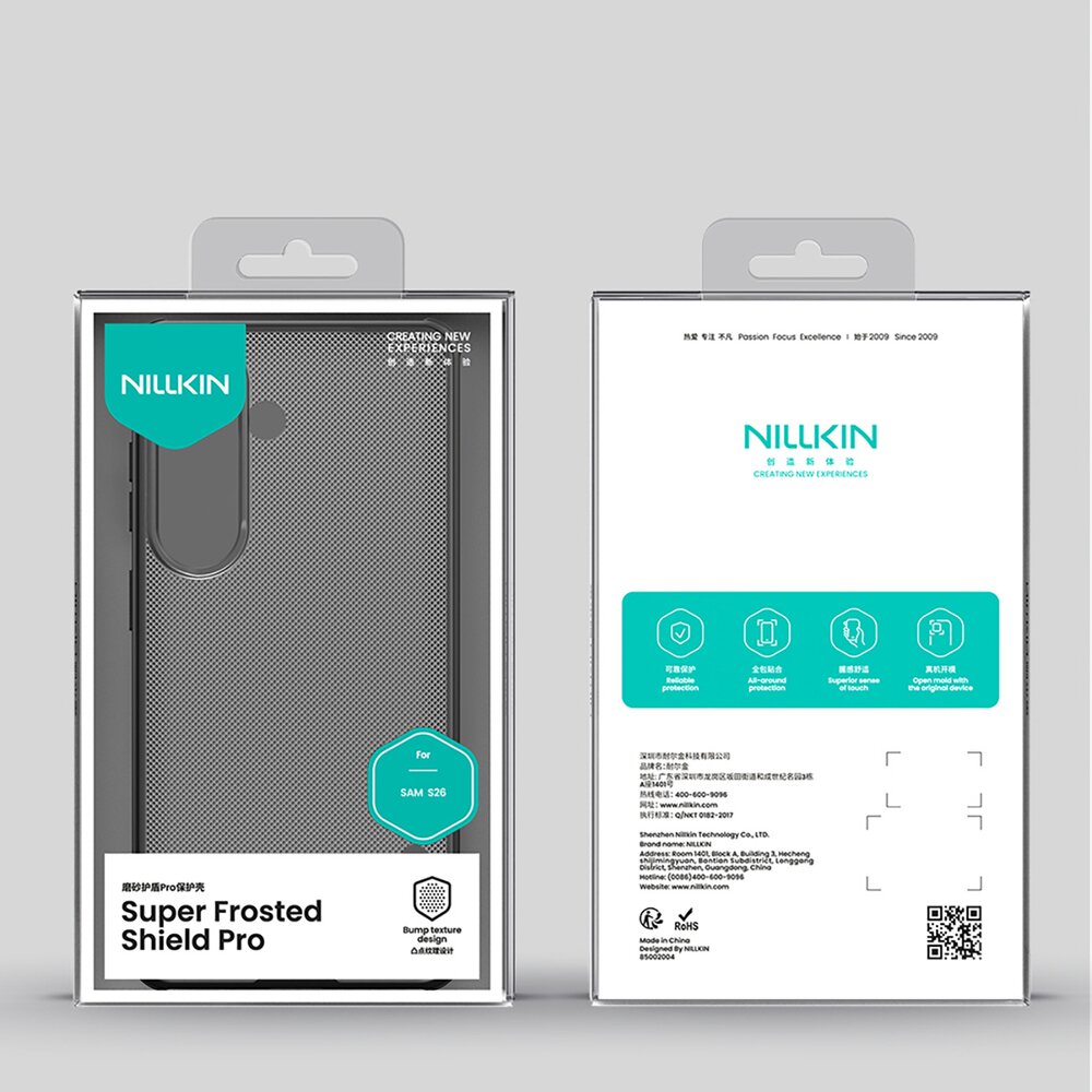 Samsung Galaxy S26+ Nillkin Super Frosted Shield Pro dėklas – juodas pusiau skaidrus 11