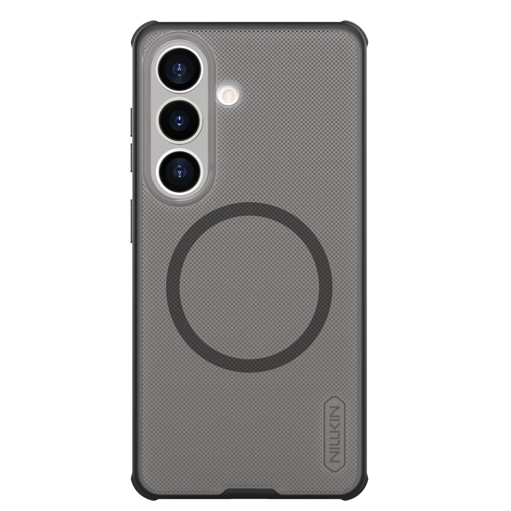Samsung Galaxy S26 Nillkin Super Frosted Shield Pro Magnetic MagSafe dėklas – juodas pusiau skaidrus Samsung Galaxy S26 Nillkin Super Frosted Shield Pro Magnetic MagSafe dėklas – juodas pusiau skaidrus