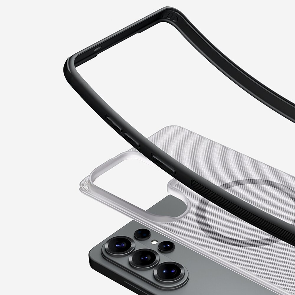 Samsung Galaxy S26 Ultra Nillkin Super Frosted Shield Pro Magnetic MagSafe dėklas – juodas pusiau skaidrus 9