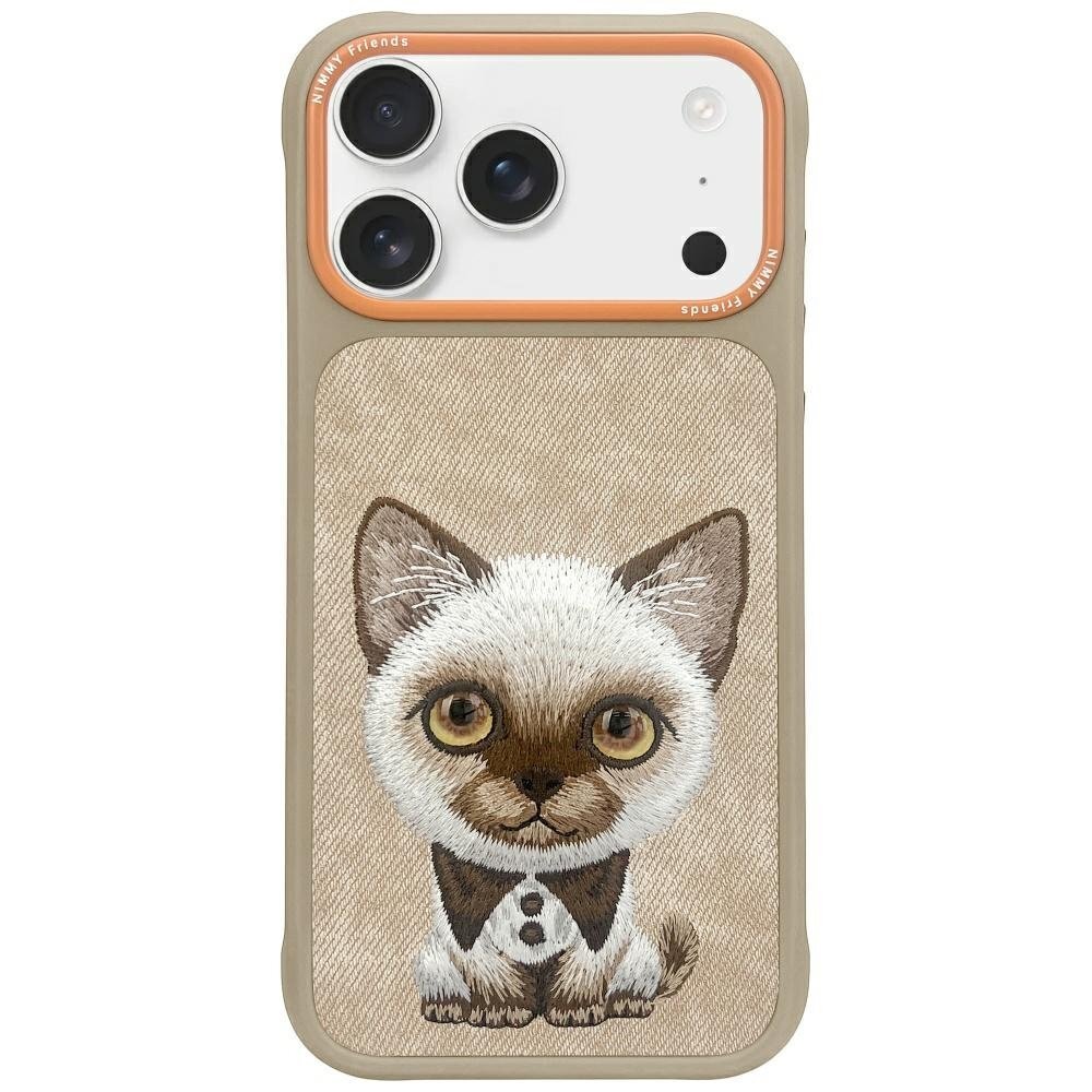 iPhone 17 Nimmy Big Eyed Pet 2.0 katės dėklas – smėlio spalvos