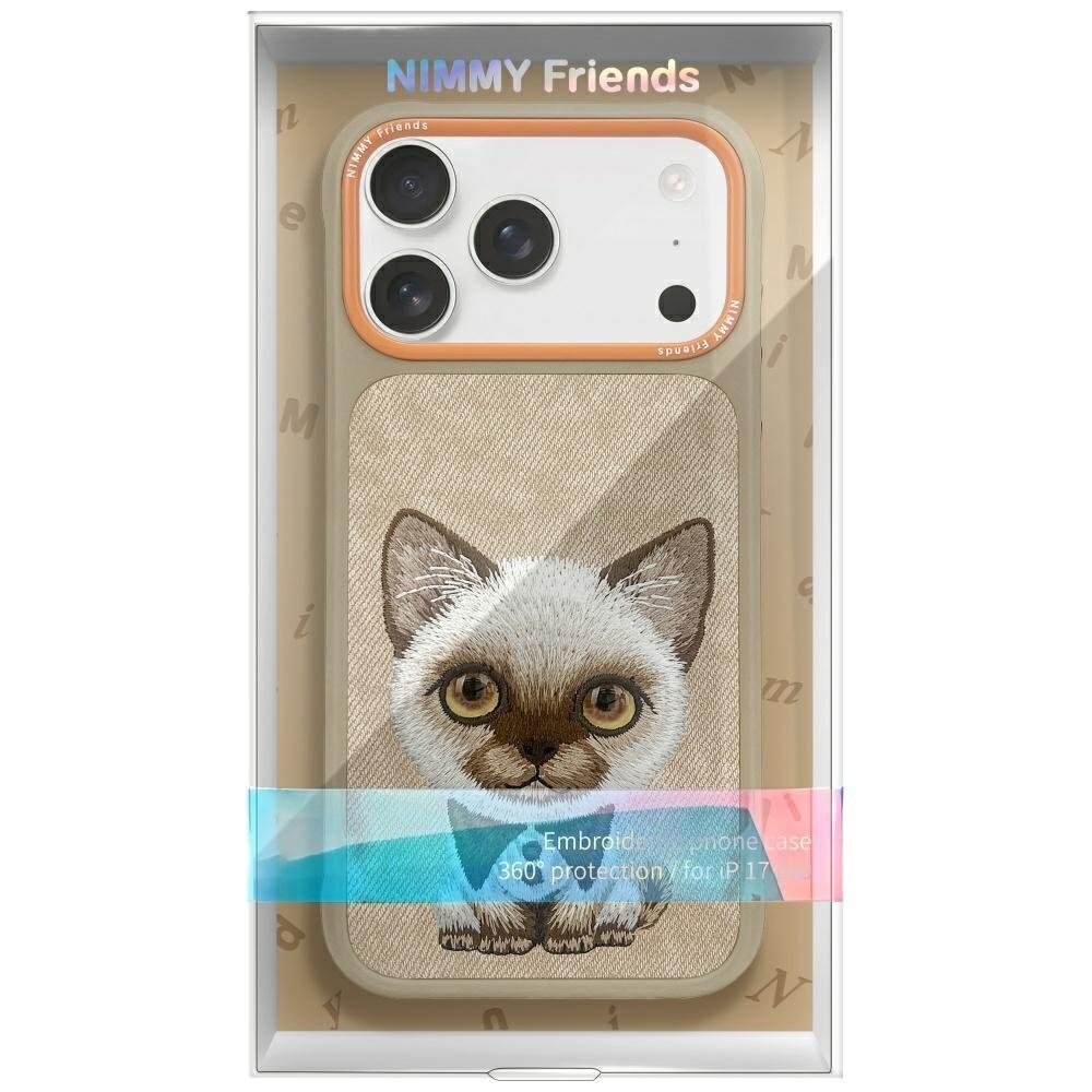 iPhone 17 Pro Nimmy Big Eyed Pet 2.0 Cat dėklas – smėlio spalvos 1