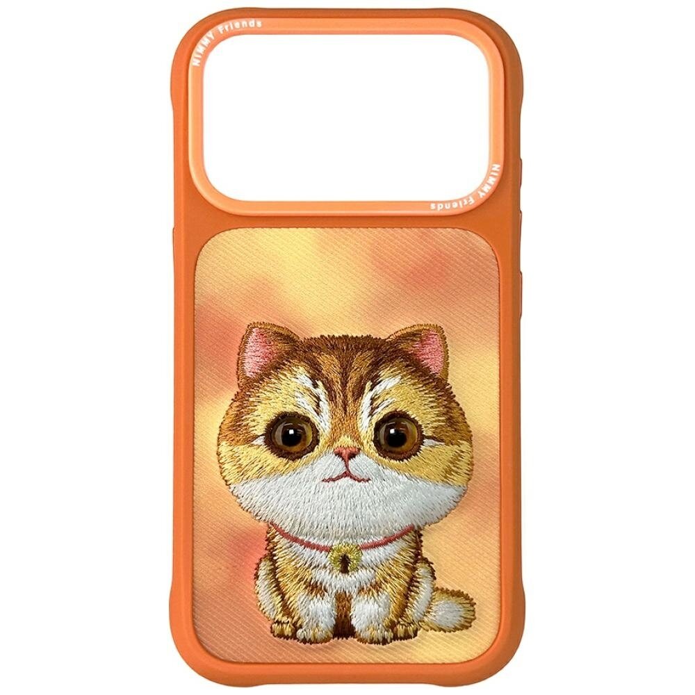 iPhone 17 Pro Nimmy Big Eyed Pet 2.0 Cat dėklas – oranžinis