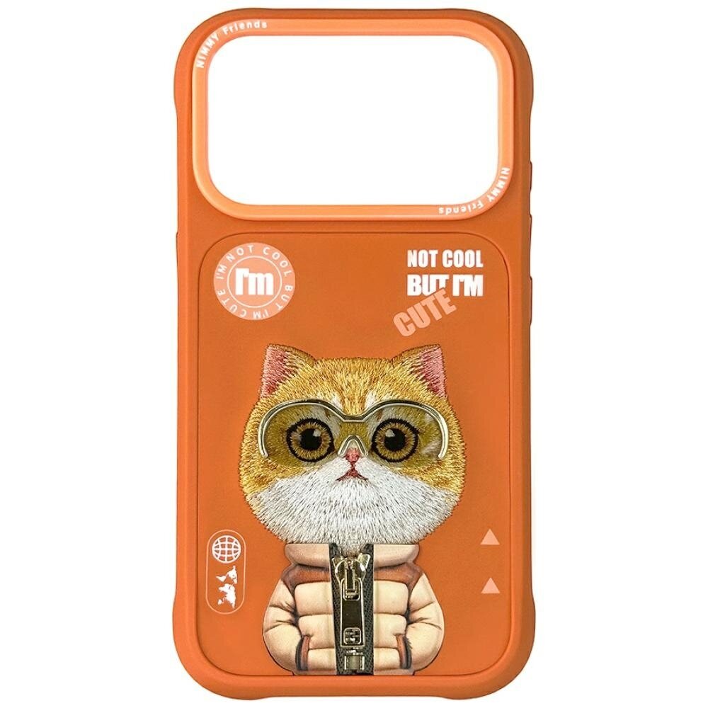 iPhone 17 Pro Nimmy Cool & Cute 2.0 Cat dėklas – oranžinis