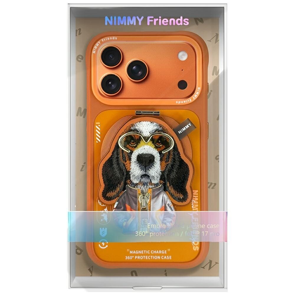 iPhone 17 Pro Max Nimmy Cool & Cute 2.0 Dog dėklas su magnetiniu laikikliu – oranžinis 6