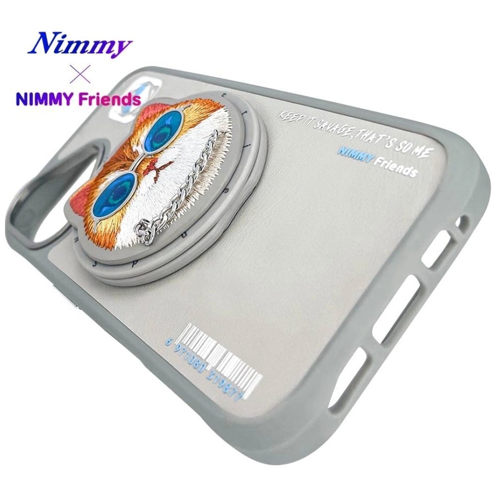 iPhone 16 Nimmy Glasses Cool Cat dėklas su MagSafe – pilkas 12