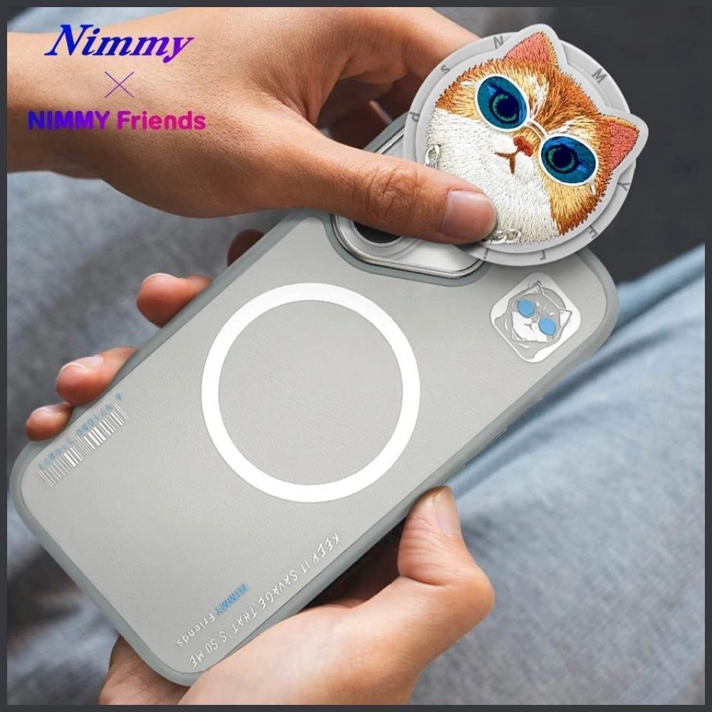 iPhone 16 Nimmy Glasses Cool Cat dėklas su MagSafe – pilkas 15