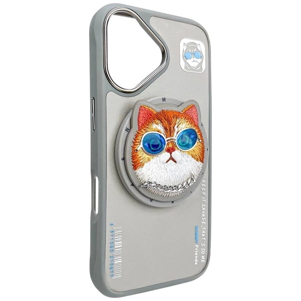 iPhone 16 Nimmy Glasses Cool Cat dėklas su MagSafe – pilkas 4