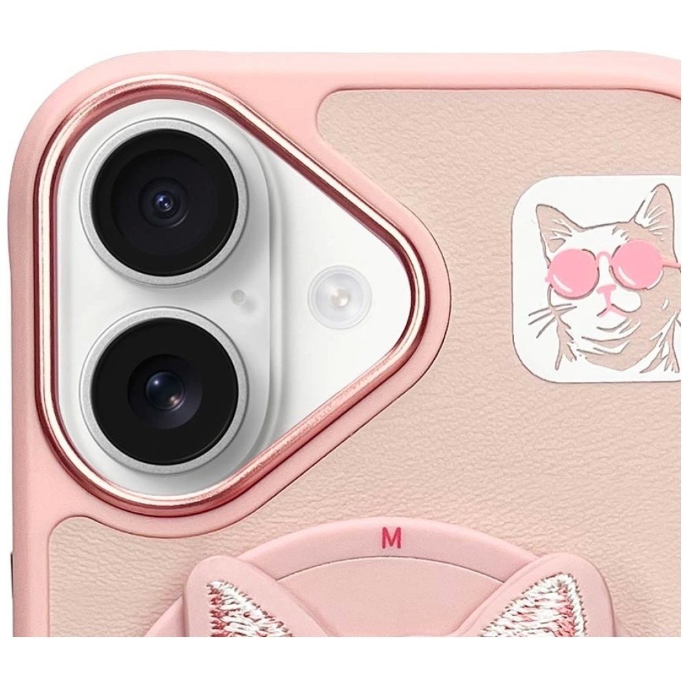 iPhone 16 Nimmy Glasses Cool Cat dėklas su MagSafe – rožinis 5