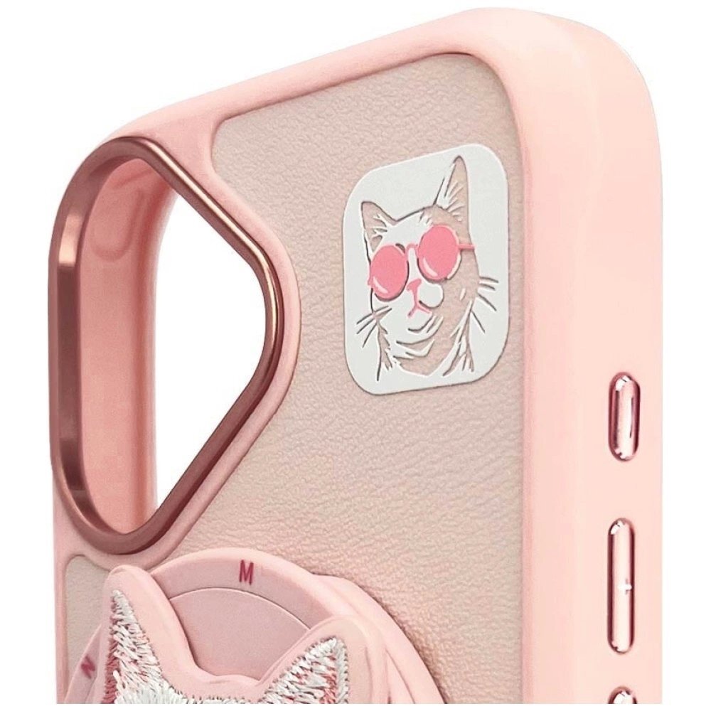 iPhone 16 Nimmy Glasses Cool Cat dėklas su MagSafe – rožinis 8