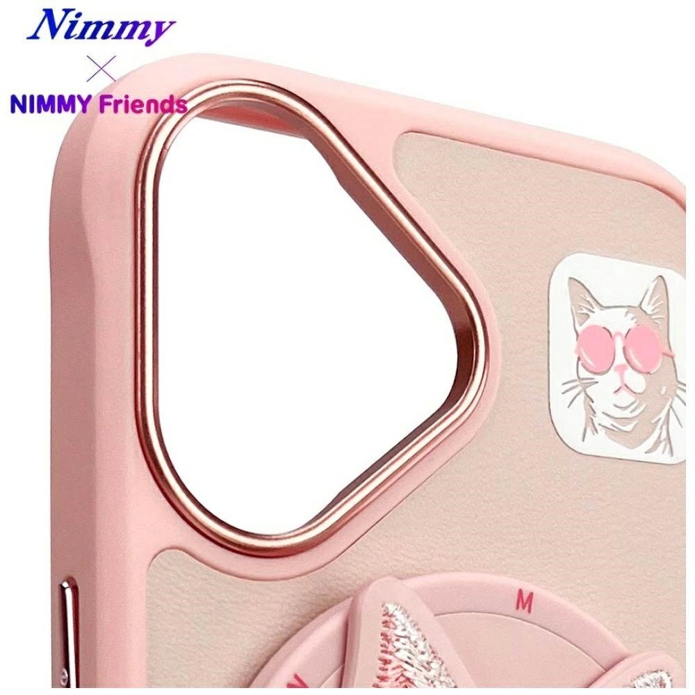 iPhone 16 Nimmy Glasses Cool Cat dėklas su MagSafe – rožinis 9