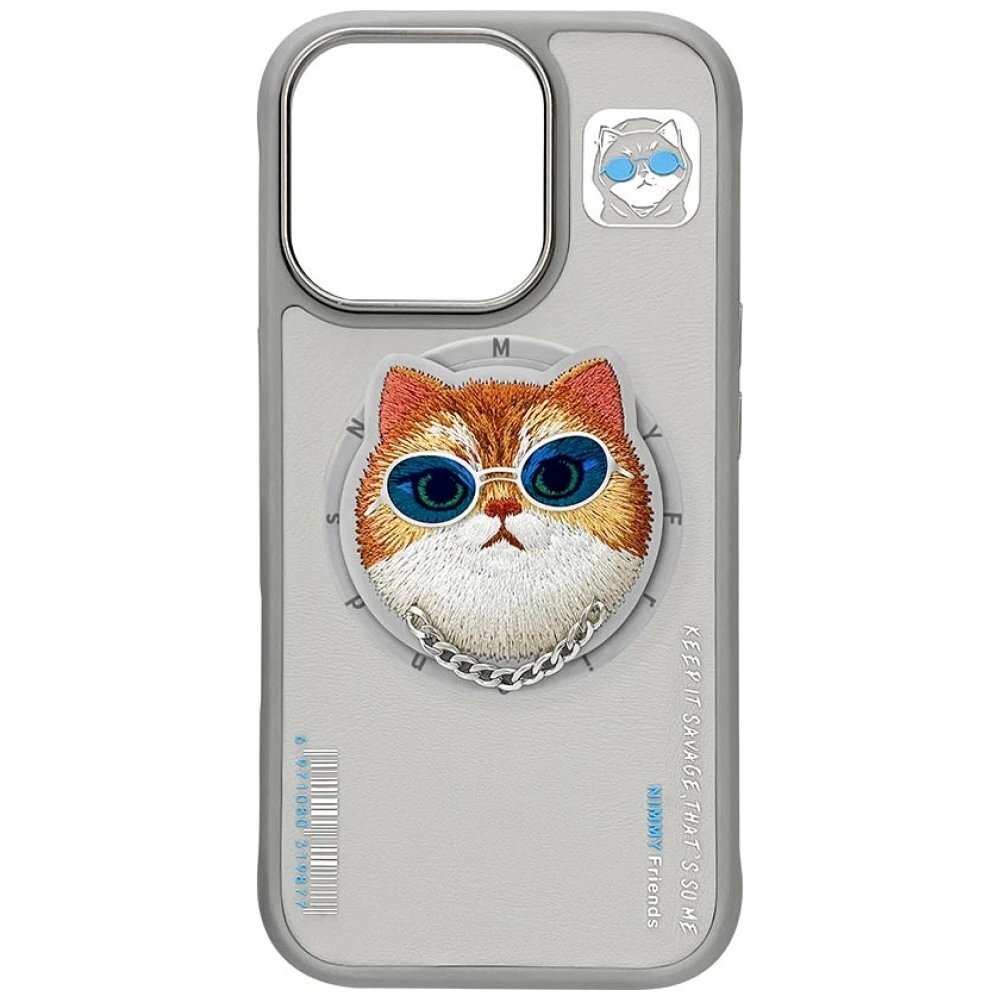 iPhone 16 Pro Nimmy Glasses Cool Cat MagSafe dėklas – pilkas 5