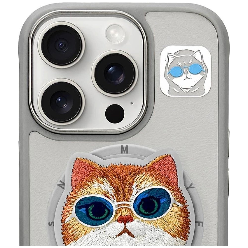 iPhone 16 Pro Max Nimmy Glasses Cool Cat dėklas su MagSafe – pilkas 1