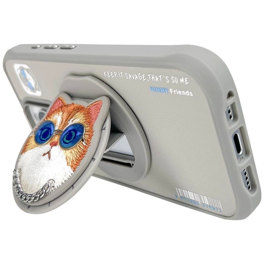 iPhone 16 Pro Max Nimmy Glasses Cool Cat dėklas su MagSafe – pilkas 4