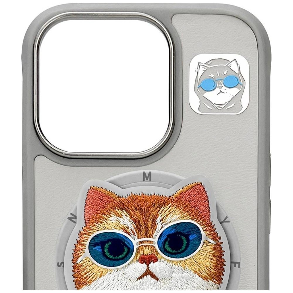iPhone 16 Pro Max Nimmy Glasses Cool Cat dėklas su MagSafe – pilkas 6
