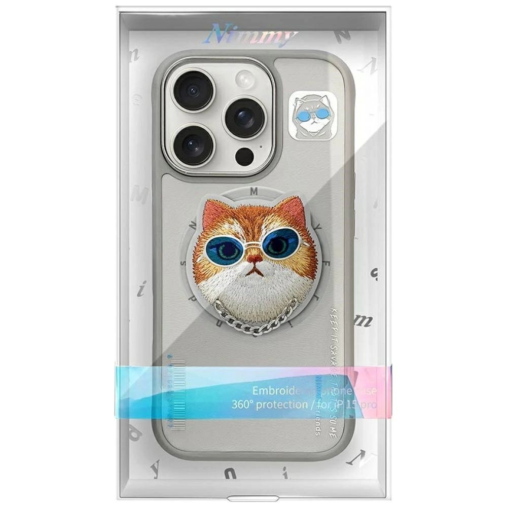 iPhone 16 Pro Max Nimmy Glasses Cool Cat dėklas su MagSafe – pilkas 9