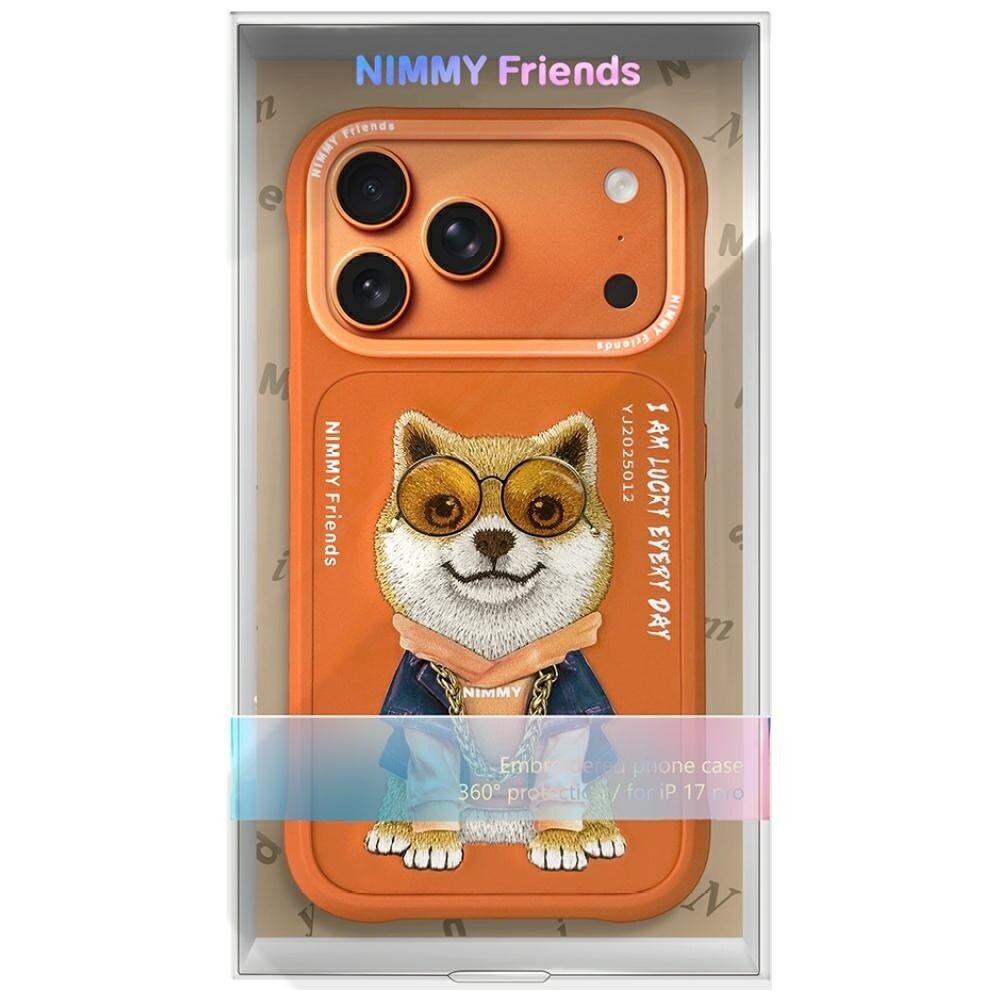 iPhone 17 Pro Max Nimmy Glasses Cool Dog dėklas – oranžinis 6