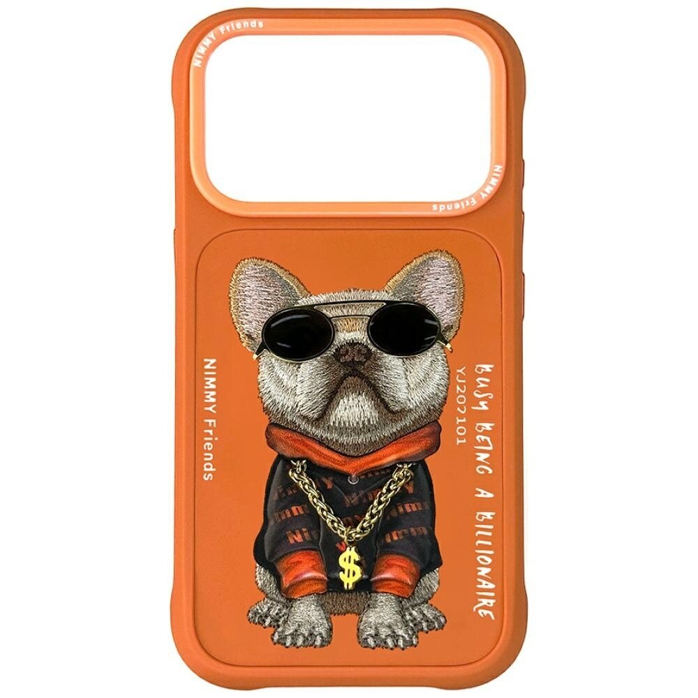iPhone 17 Pro Max Nimmy Glasses Cool Dog dėklas – oranžinis
