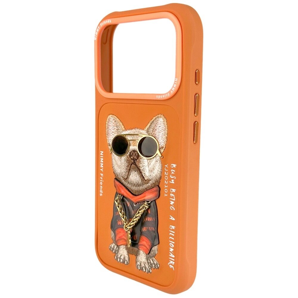iPhone 17 Pro Nimmy Glasses Cool Dog dėklas – oranžinis 3