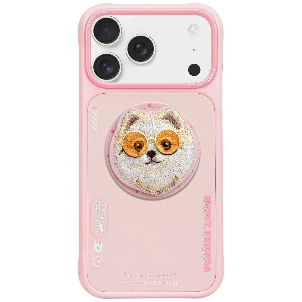iPhone 17 Pro Max Nimmy Glasses Cool Dog dėklas su MagSafe – rožinis iPhone 17 Pro Max Nimmy Glasses Cool Dog dėklas su MagSafe – rožinis