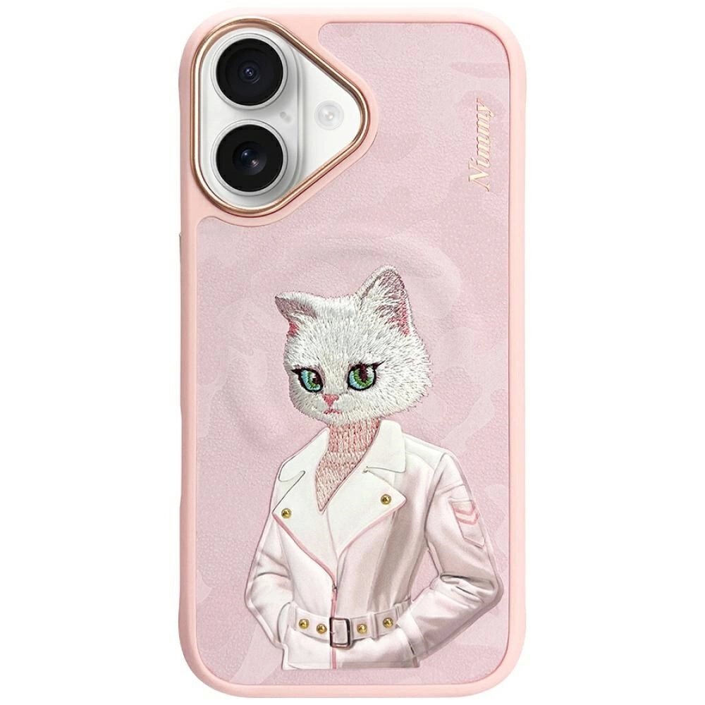 iPhone 16 Nimmy Magnetic fashion cute pet dėklas su MagSafe – rožinis iPhone 16 Nimmy Magnetic fashion cute pet dėklas su MagSafe – rožinis