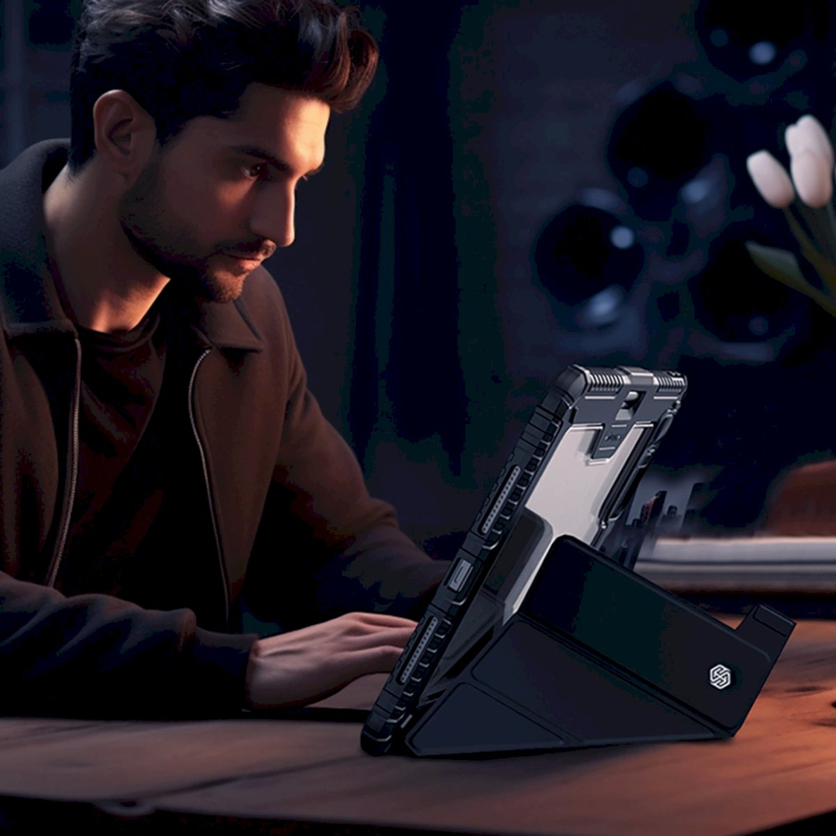 Nillkin Bumper Leather dėklas iPad Air 13" (2024) - Juodas 4 Nillkin Bumper Leather dėklas iPad Air 13" (2024) - Juodas 4