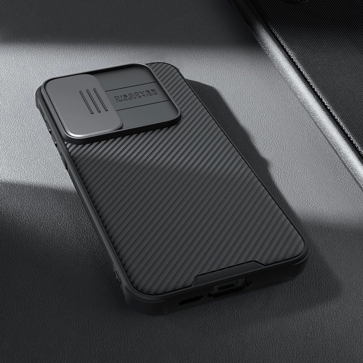 Samsung Galaxy A55 Nillkin CamShield Pro dėklas su kameros dangteliu – juodas 11