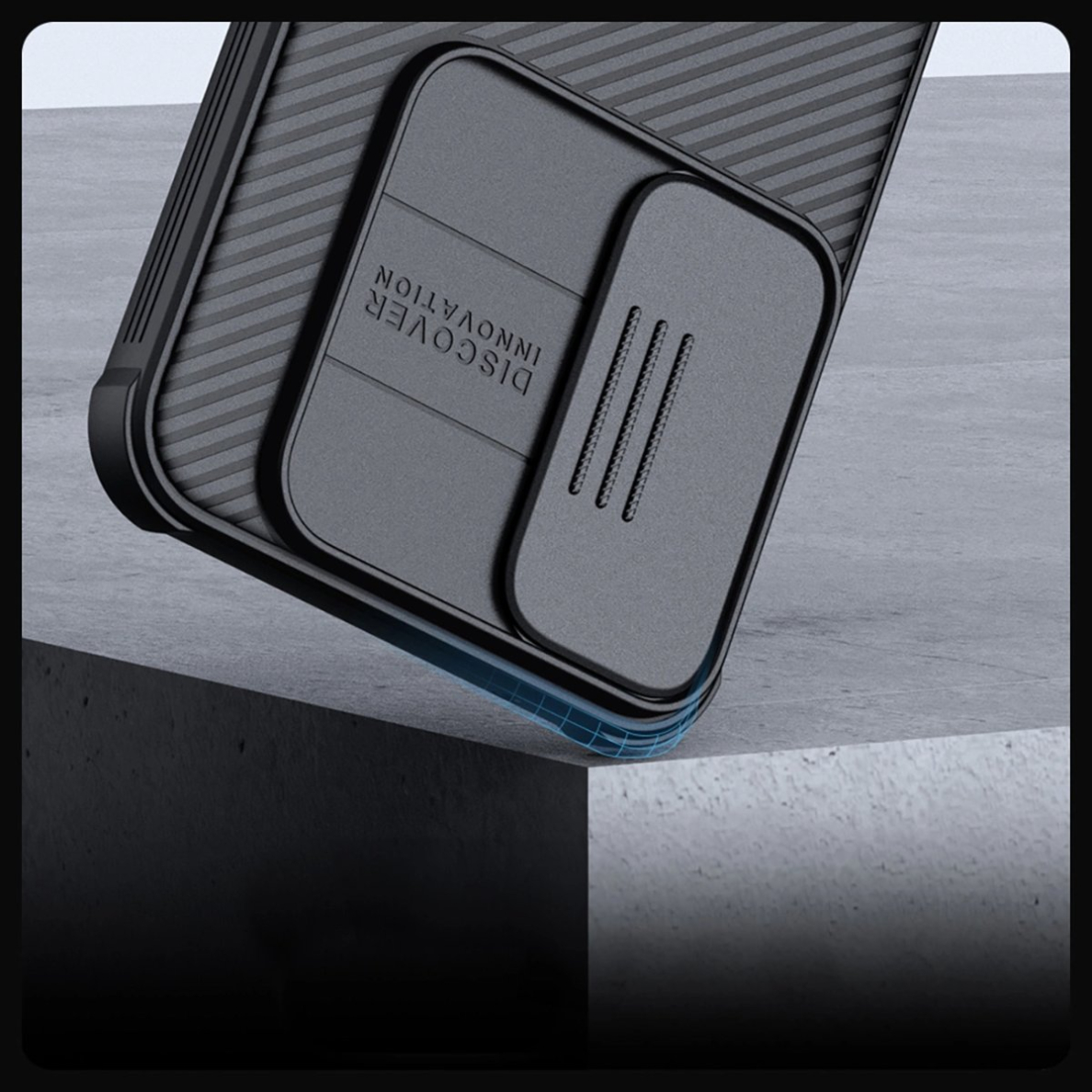 Samsung Galaxy A55 Nillkin CamShield Pro dėklas su kameros dangteliu – juodas 8 Samsung Galaxy A55 Nillkin CamShield Pro dėklas su kameros dangteliu – juodas 8