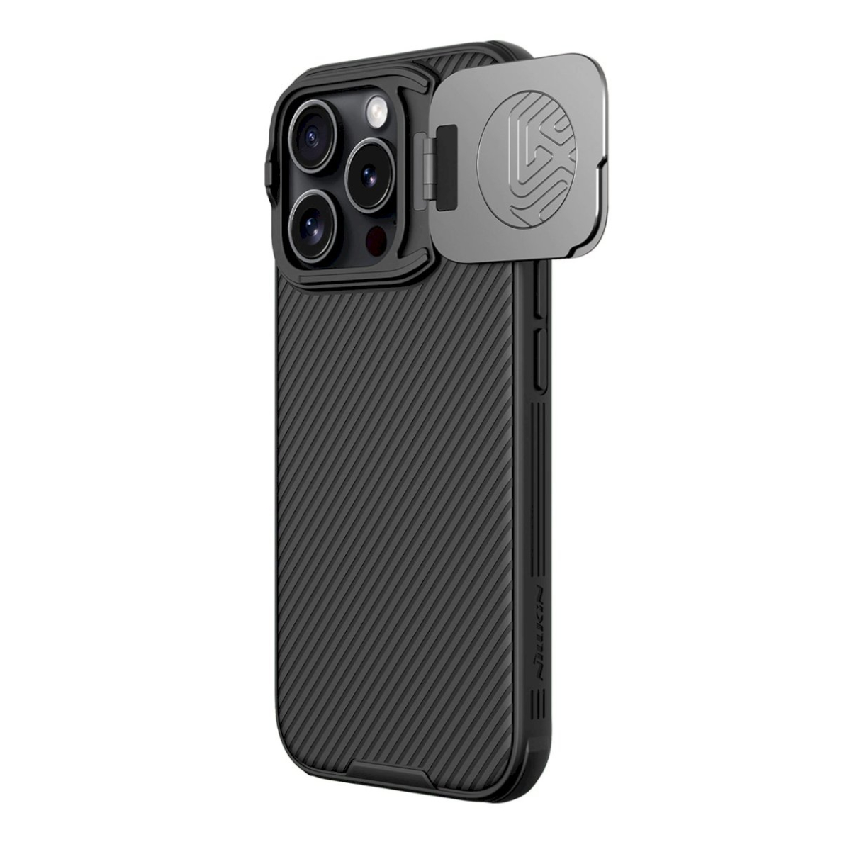 Nillkin CamShield Prop Dėklas iPhone 16 Pro Max with Camera Cover and Stand - Juodas 2 Nillkin CamShield Prop Dėklas iPhone 16 Pro Max with Camera Cover and Stand - Juodas 2