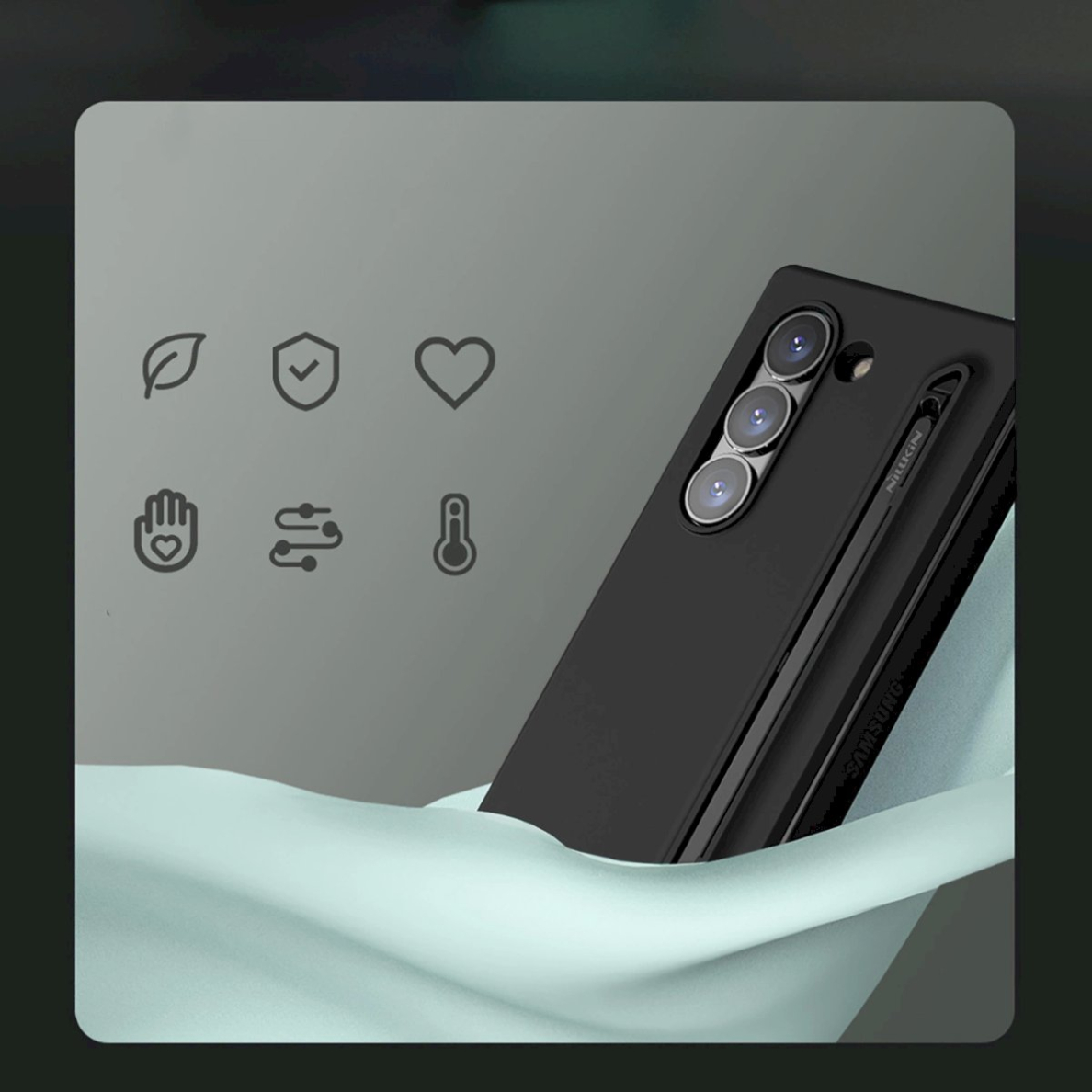 Nillkin Flex Pure Fold Dėklas Samsung Galaxy Z Fold 6 5G - Juodas 5 Nillkin Flex Pure Fold Dėklas Samsung Galaxy Z Fold 6 5G - Juodas 5