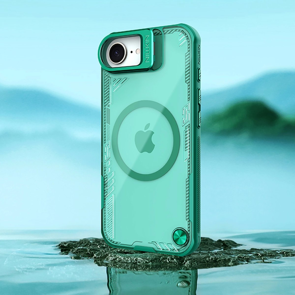 iPhone 16e Nillkin Iceblade Prop Magnetic dėklas su stovu - žalias 5