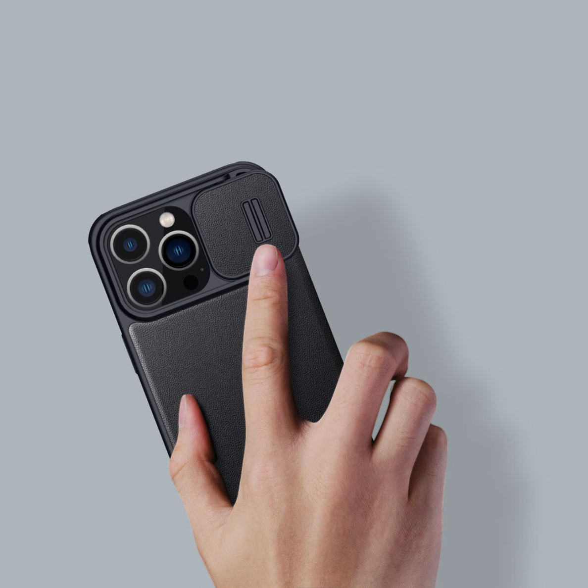 Akcija! Dėklas Nillkin Qin Cloth Pro Case with Camera Protector For iPhone 14 Pro Max Pilkas  14 Akcija! Dėklas Nillkin Qin Cloth Pro Case with Camera Protector For iPhone 14 Pro Max Pilkas  14