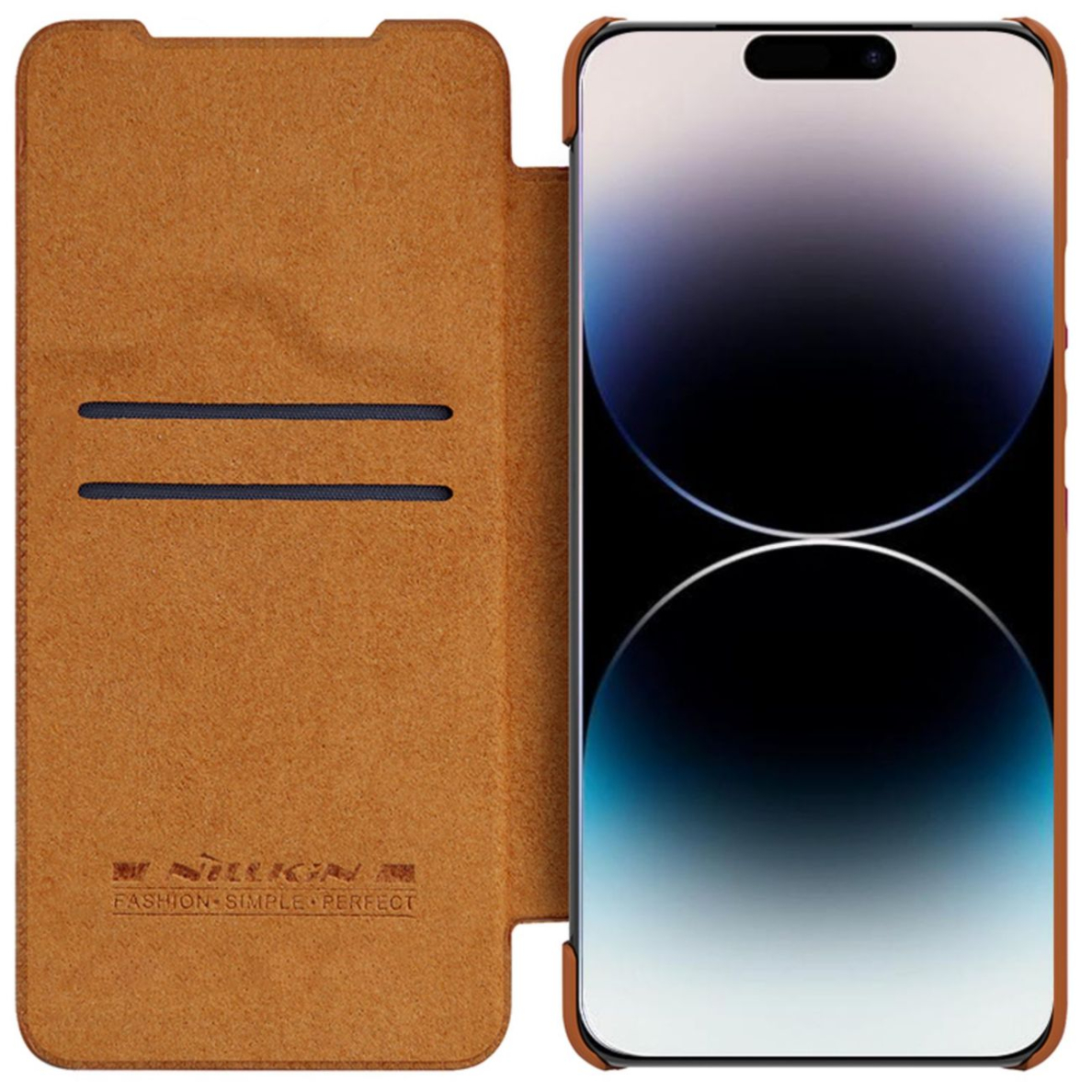 Dėklas Nillkin Qin Pro Leather Case iPhone 14 Pro Max Rudas 1 Dėklas Nillkin Qin Pro Leather Case iPhone 14 Pro Max Rudas 1