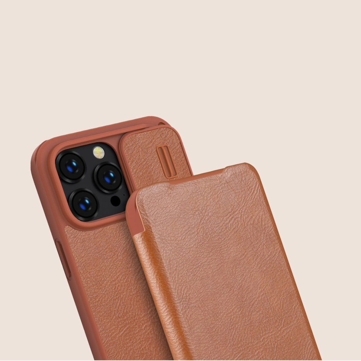 Dėklas Nillkin Qin Pro Leather Case iPhone 14 Pro Max Rudas 13 Dėklas Nillkin Qin Pro Leather Case iPhone 14 Pro Max Rudas 13