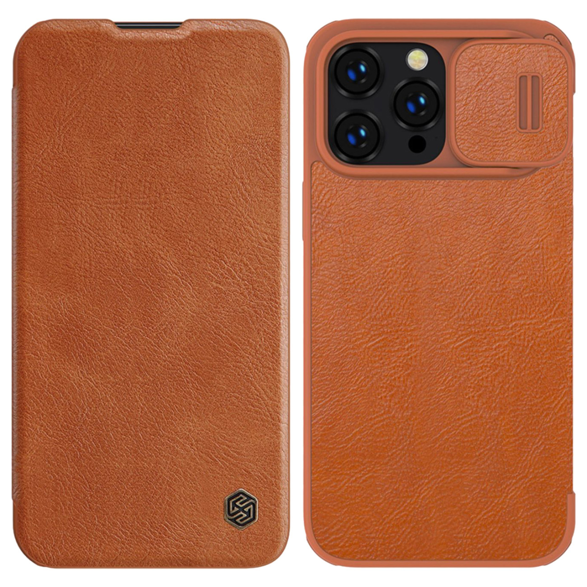 Dėklas Nillkin Qin Pro Leather Case iPhone 14 Pro Max Rudas Dėklas Nillkin Qin Pro Leather Case iPhone 14 Pro Max Rudas