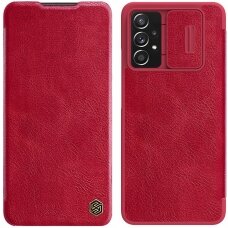 Atverčiamas odinis dėklas Nillkin Qin Samsung Galaxy A73 raudonas