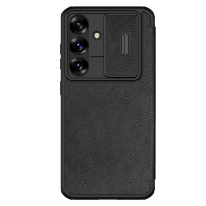 Nillkin Qin Pro Dėklas Samsung Galaxy S25 with Flip and Camera Cover - Juodas