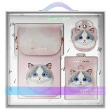 iPhone dėklas Nimmy Big Eyed Pet 2.0 Cat 3-in-1: telefonas + piniginė + sekimo įrenginys – rožinis