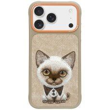 iPhone 17 Pro Nimmy Big Eyed Pet 2.0 Cat dėklas – smėlio spalvos