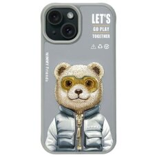 iPhone 15 Nimmy Cool&Cute 2.0 meškos dėklas – pilkas