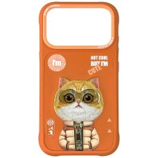 iPhone 17 Pro Nimmy Cool & Cute 2.0 Cat dėklas – oranžinis