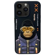 iPhone 15 Pro Nimmy Cool&Cute 2.0 beždžionės dėklas – juodas