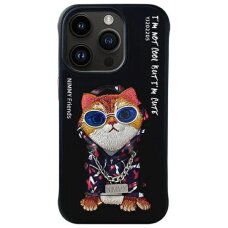 iPhone 15 Pro Max Nimmy Glasses Cool Cat dėklas – juodas