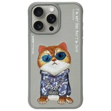 iPhone 15 Pro Max Nimmy Glasses Cool Cat dėklas – pilkas