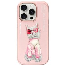 iPhone 16 Pro dėklas Nimmy Glasses Cool Cat – rožinis