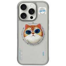 iPhone 16 Pro Max Nimmy Glasses Cool Cat dėklas su MagSafe – pilkas