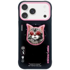 iPhone 17 Pro Nimmy Glasses Cool Cat MagSafe dėklas - juodai rožinis