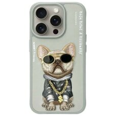 iPhone 15 Pro Nimmy Glasses Cool Dog dėklas – pilkas iPhone 15 Pro Nimmy Glasses Cool Dog dėklas – pilkas
