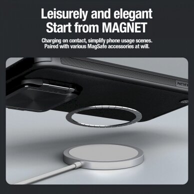 Dėklas Nillkin CamShield Prop Leather Magnetic Case for Xiaomi 14 Pro - Juodas 10