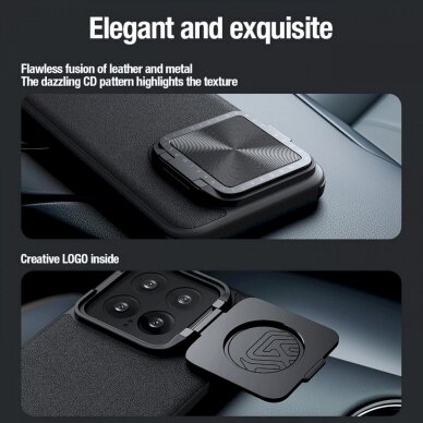 Dėklas Nillkin CamShield Prop Leather Magnetic Case for Xiaomi 14 Pro - Juodas 13